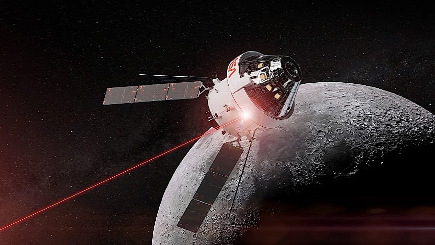 Rendering of the Orion spaceship firing lasers