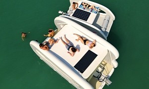 The Portless Catamaran Is an Inflatable, Electric Cat Ready to Bring the Party to Water