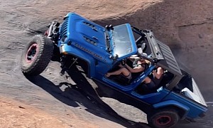 The Power of Ego: Jeep Gladiator Driver Breaks Wheel While Climbing the Devil's Hot Tub