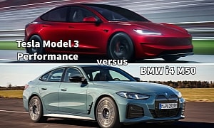 Refreshed Tesla Model 3 Performance Leaves the BMW i4 M50 in the Dust