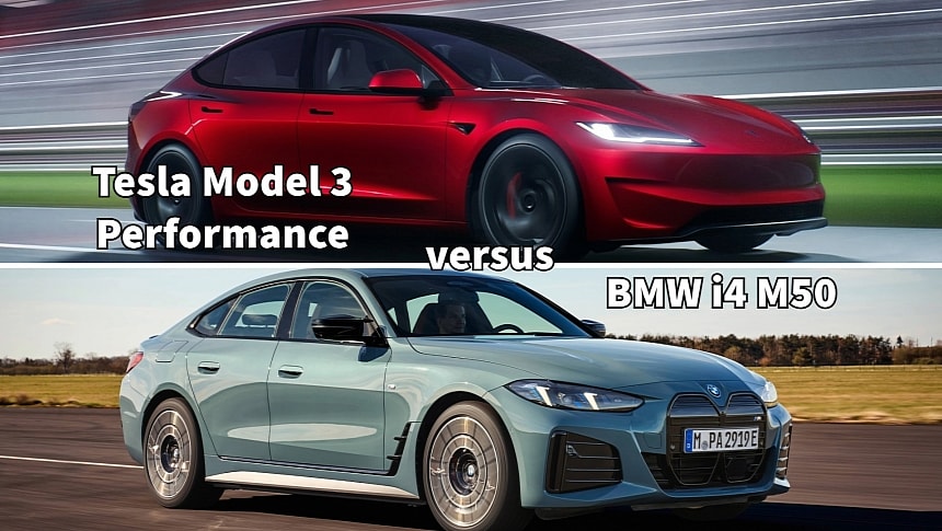 The Refreshed Tesla Model 3 Performance Leaves the BMW i4 M50 in the Dust