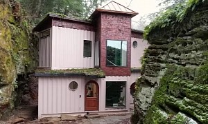 The Roca Box Hop Is a Cantilever Container Home Nestled Between Two Cliffs