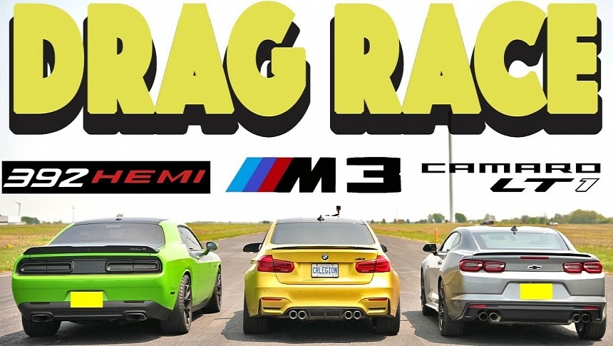 BMW M3 drag-smacks Dodge Challenger and Chevrolet Camaro