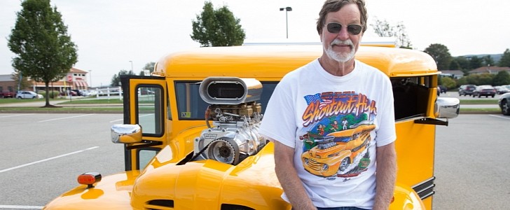Builder Jerry Bowers with The Shortcut High Bus in 2015