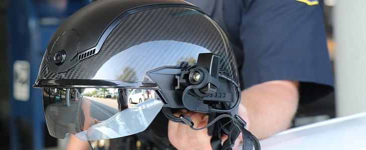 The smart helmet used by the Flint airport