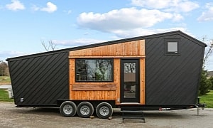This Asymmetrical Tiny Home Impresses With Stylish Kitchen and Spa-Like Bathroom