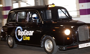 The Stig Drifting 400 hp Black Cab in London for Top Gear Live 2011