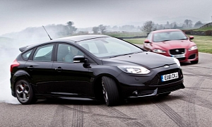 The Sweeney Chase with Focus ST and Jaguar XFR at Goodwood