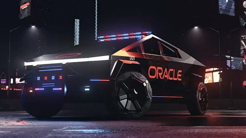 The Tesla Cybetruck police car rendering