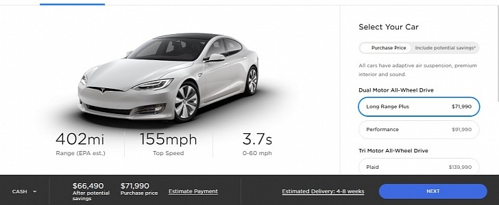 Tesla Model S configurator as of October 13th 2020