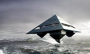The Tetrahedron Superyacht Concept, the Boat That Can Fly But Never Did