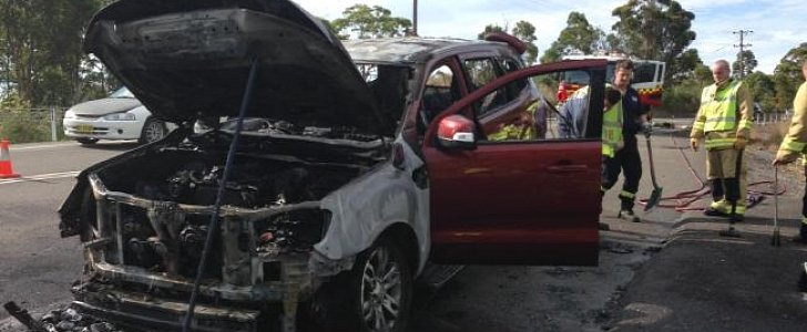 Ford Everest on fire aftermath