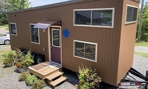 The Violet Tiny House Features Unique Lounge Loft Design Offering Beautiful Views
