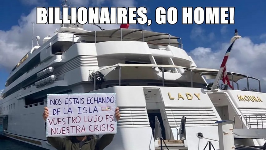 Eco activists target Lady Moura megayacht in Ibiza, ask billionaire owner to go home
