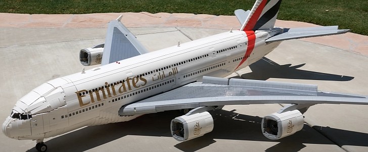 This 6-foot long LEGO aircraft is a replica of the Airbus A380 Superjumbo, the world's biggest airplane