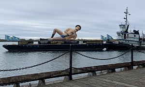 There’s a Giant Inflatable Borat Floating Around on a Barge in Toronto, London