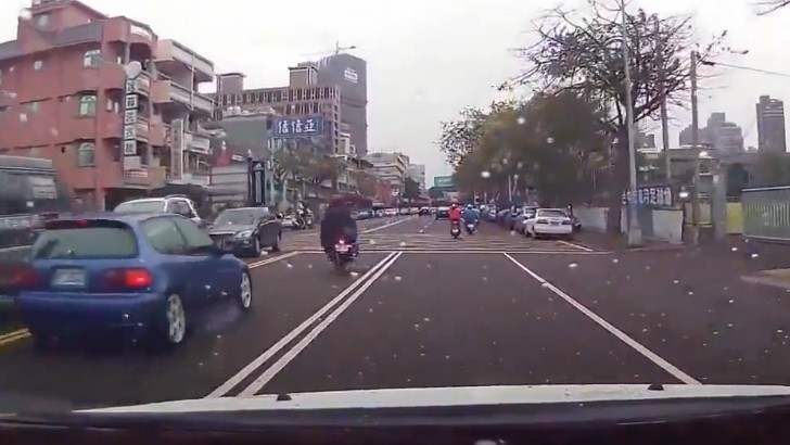 Crazy scooter crash