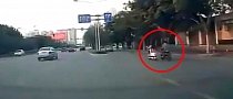 Thief Attacks Victim on Scooter, Causes Extremely Nasty Crash