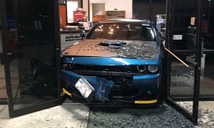 Thief Sucks at Thieving, Gets Dodge Challenger Stuck in Dealer’s Door Frame
