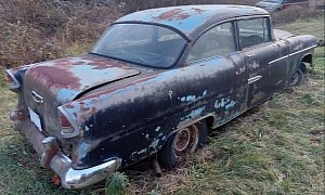 This 1955 Chevy Bel Air Sitting in a Junkyard Is One of the First Ones Made