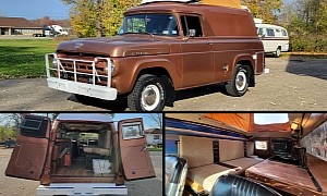 This 1957 Ford F-100 Panel Van Is a Tiny Retro Camper With a Westfalia Pop-Top