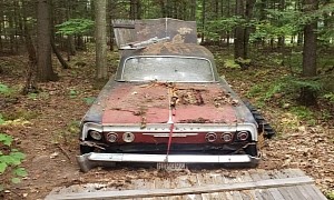 This 1964 Chevrolet Impala SS Abandoned in a Forest Looks Like the Titanic of Classic Cars