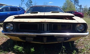 This 1974 Plymouth Barracuda Left to Rot on Private Property Is Still Fully Original