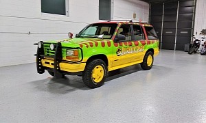 This 1993 Ford Explorer Jurassic Park Replica Flaunts T-Rex Headliner Graphics