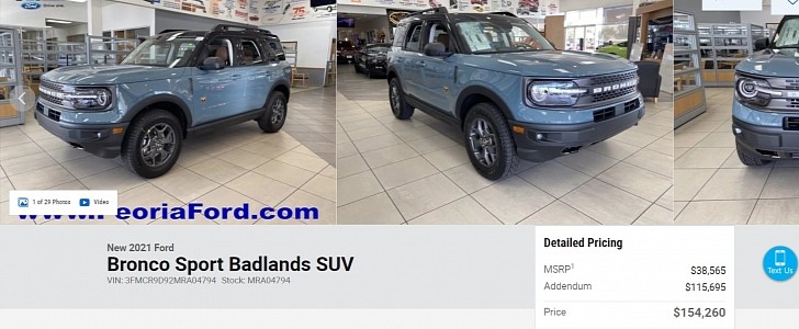 2021 Ford Bronco Sport Badlands that costs $154,260