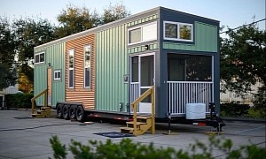 This 42-Foot Tiny Home Is a Mini-Mansion on Wheels With a Screened-In Front Porch