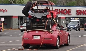 This ATV Mounted on the Roof of a Nissan 350Z Is Proof of Messed Up Priorities