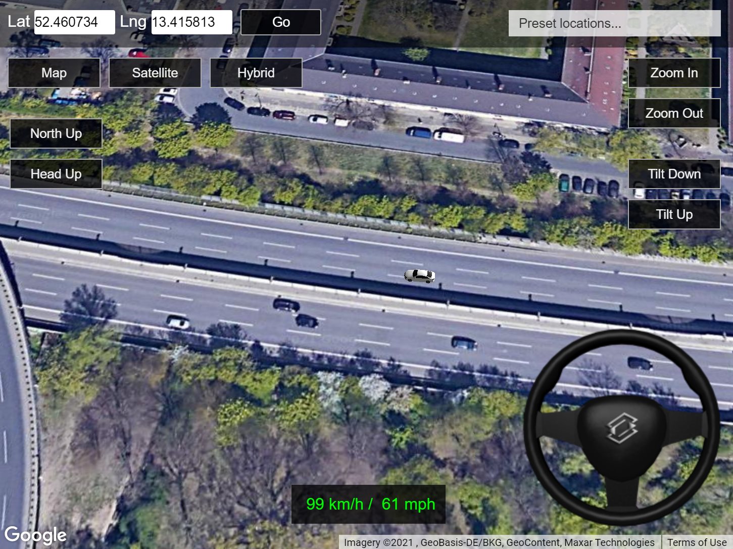 google map drive simulator