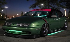 This Big Turbo 1998 Saturn SL2 With Neon Underglow Is the Ultimate Tuner Troll
