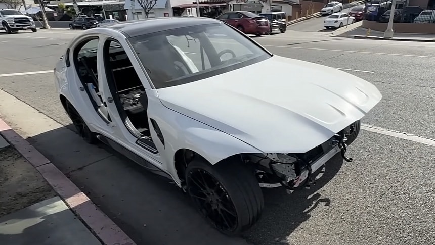 BMW M3 stripped and abandoned on the streets of Los Angeles