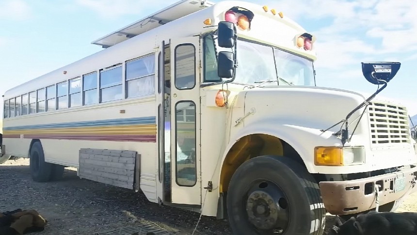 Boho-Style Off Grid School Bus