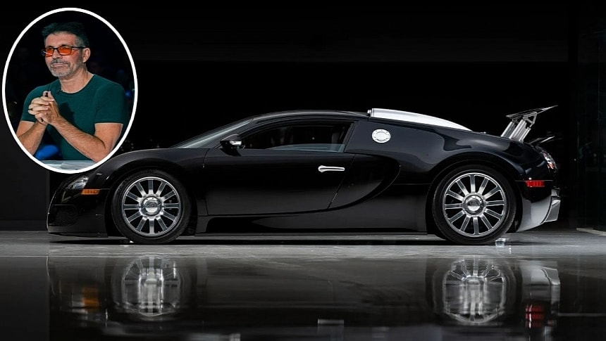 Simon Cowell's 2008 Bugatti Veyron in a black-on-black spec is coming up for sale again