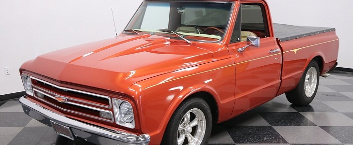  Burnt Orange Metallic 1967 Chevrolet C10 restomod with 402 engine