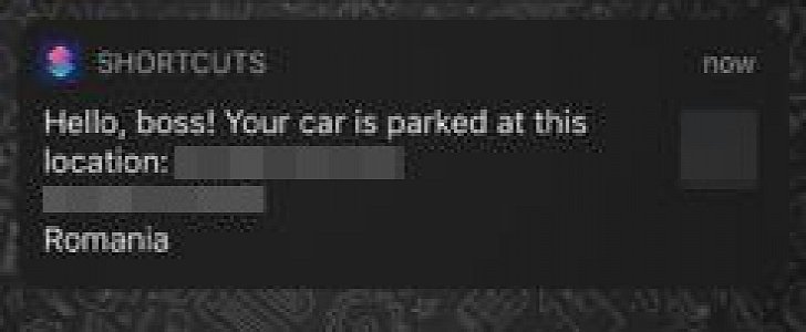 The parking notification on the iPhone