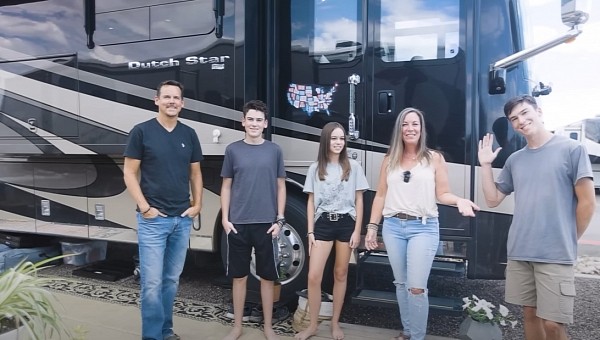 Family of five living full-time in an RV with three bedrooms