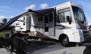 This Class A RV Comfortably Accommodates a Family of Five and Their Two Pets