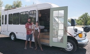 This Couple Transformed a Shuttle Bus Into Off-Grid Tiny Home on Wheels With a Roof Deck