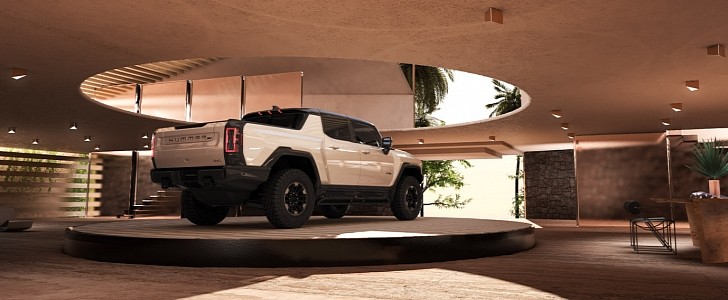 This Custom Live-In Garage Displays the GMC Hummer EV Like a Work of Art