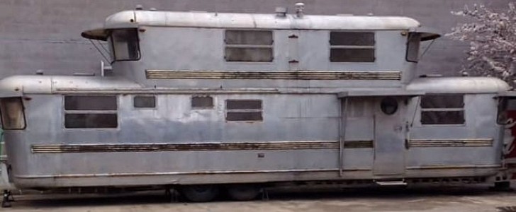 The 1953 double-decker Spartan Manor trailer served as family home as it traveled through California