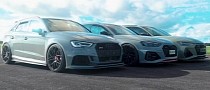 Epic Showdown Between a Heavily Tuned Audi RS3, RS4 and RS6 Is Not Without Incidents