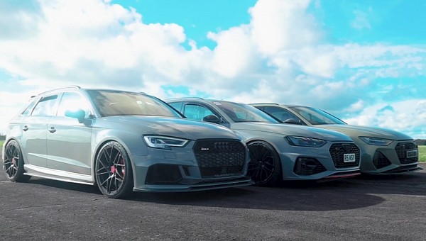  Audi RS3, RS4, and RS6 drag race