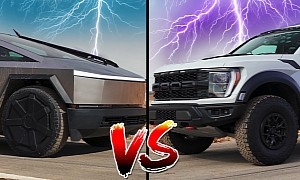This Ford F-150 Stood no Chance Against the Cyberbeast, Even When the Tesla Went Off-Road