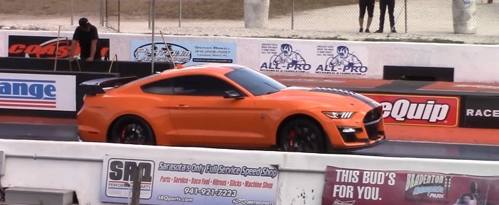 Ford Mustang Shelby GT500 stock pulley world record on DRACS
