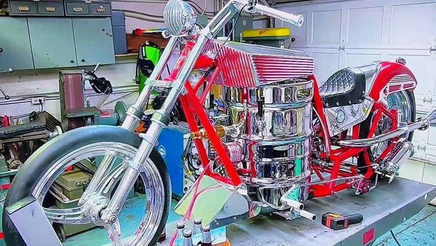 Ky "Rocketman" Michaelson's beer-powered motorcycle