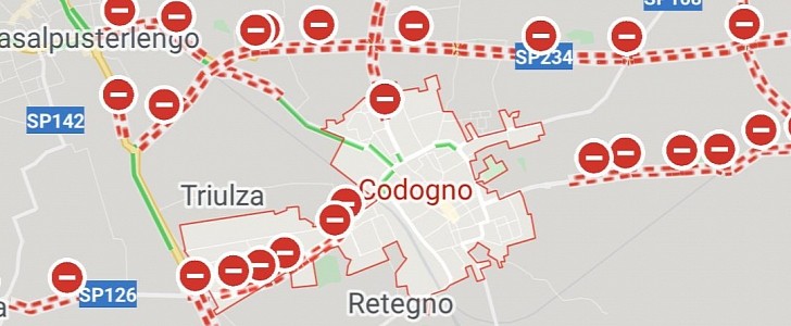 Screenshot showing the first lockdown in Italy