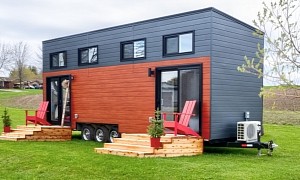 This Gorgeous Tiny Home on Wheels Boasts Two Small Decks and Plenty of Modern Conveniences